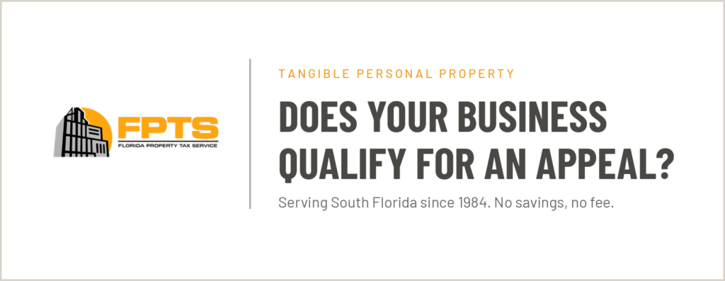 Tangible personal property tax appeal graphic for Florida businesses.